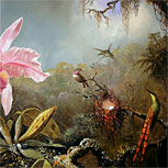 Art Reproductions Example - Cattleya Orchid and Three Brazilian Hummingbirds