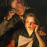 Art Reproductions Example - A Girl reading a Letter with an Old Man