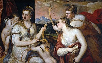 Venus Blindfolding Cupid, c.1565 - Titian