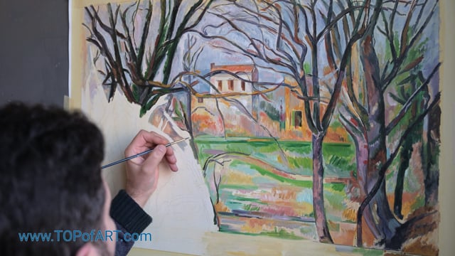 Cezanne | Trees and Houses | Oil on Canvas Reproduction Process by TOPofART