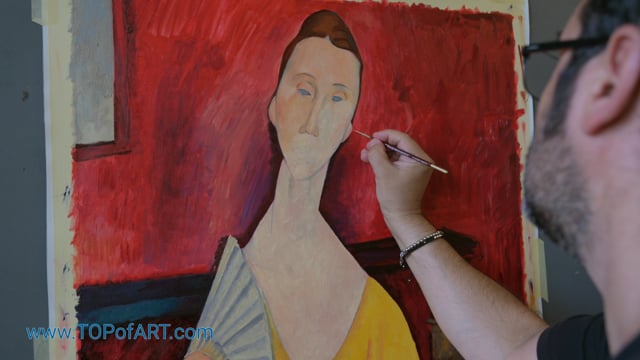 Modigliani | Woman with a Fan | Oil on Canvas Reproduction Process by TOPofART