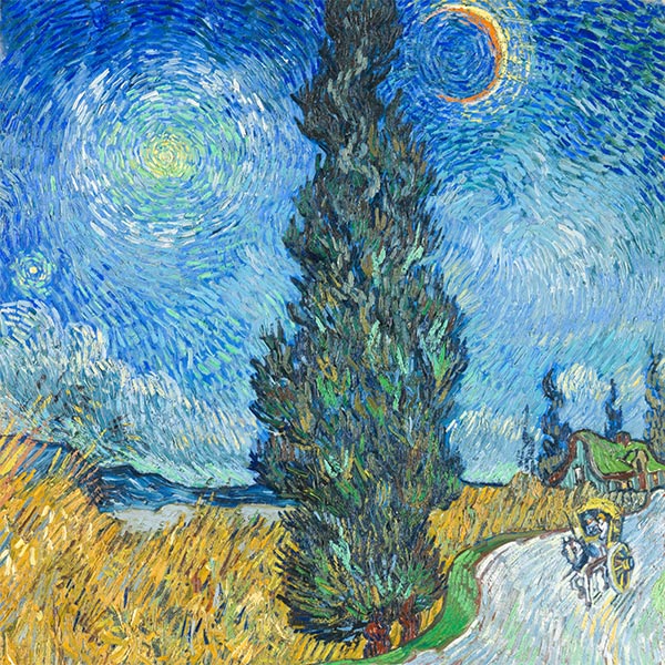 Silk Scarf | Road with Cypress and Star | Vincent van Gogh | Original Painting