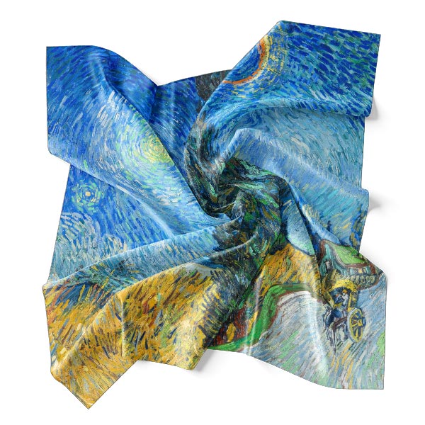 Silk Scarf | Road with Cypress and Star | Vincent van Gogh | Image 1