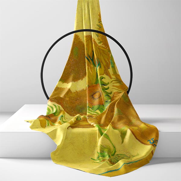 Silk Scarf | Still Life: Vase with Fourteen Sunflowers | Vincent van Gogh | Image 2