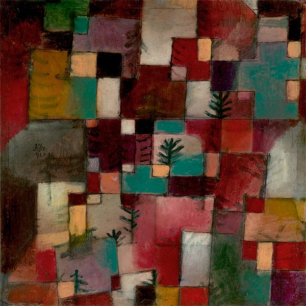 Silk Scarf | Redgreen and Violet-Yellow Rhythms | Paul Klee | Original Painting