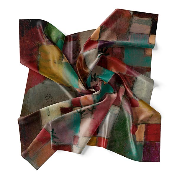Silk Scarf | Redgreen and Violet-Yellow Rhythms | Paul Klee | Image 1