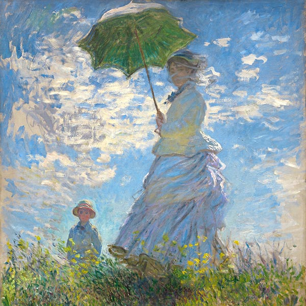 Seidenschal | Frau mit Sonnenschirm - Madame Monet und ihr Sohn | Claude Monet | Originalgemälde