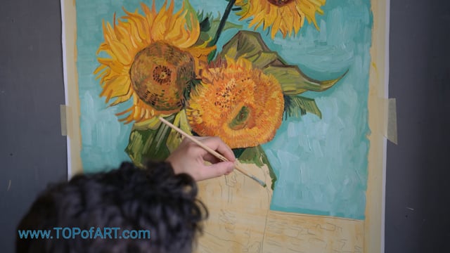 van Gogh - Three Sunflowers in a Vase - Painting Reproduction Video ...